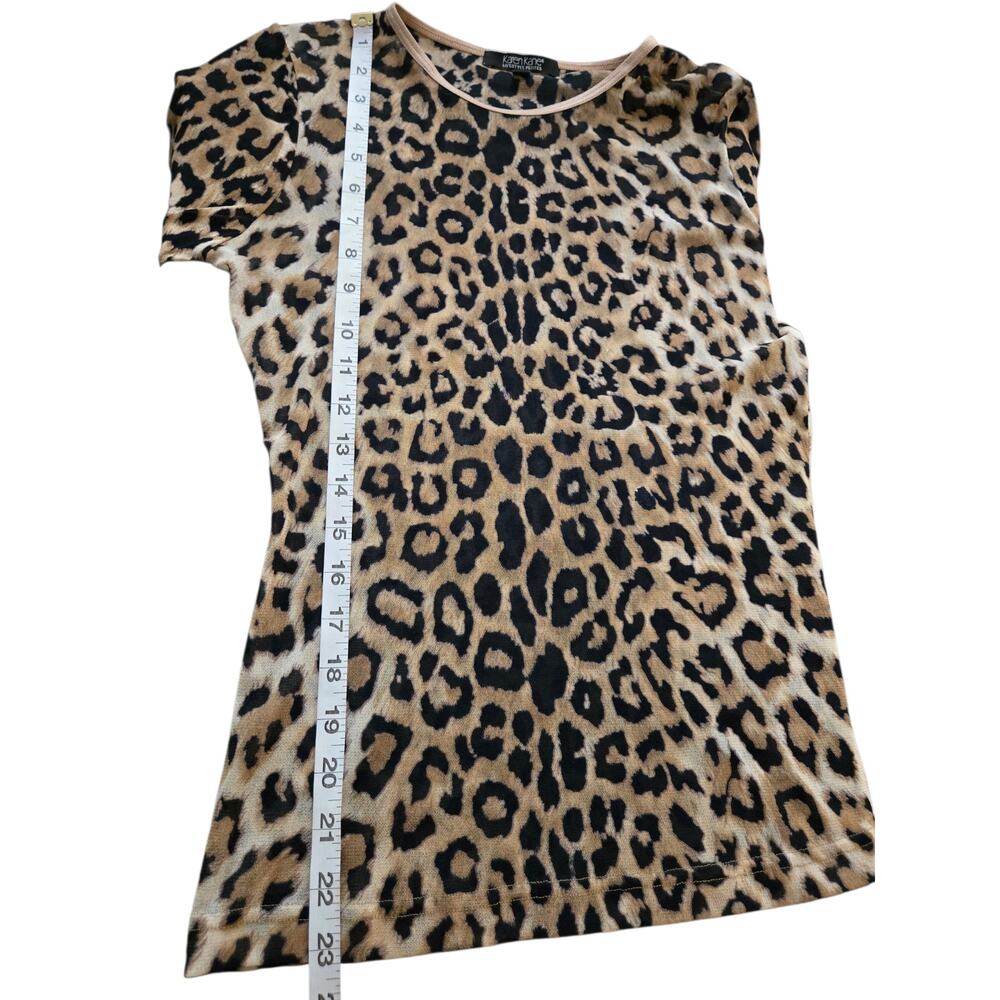 Y2K Edgy Sheer Leopard Print Long Sleeve Fitted Top M Petite Alternative Punk - Picture 5 of 7